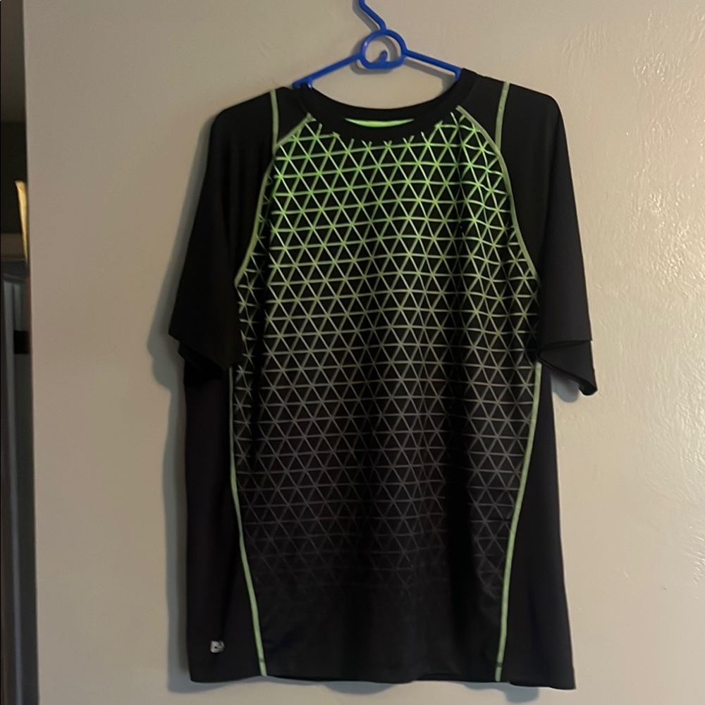 Fila Black and Green Rash Guard Swim Top